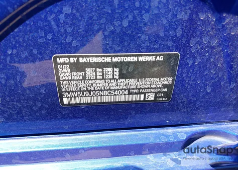 2022 BMW 3 Series M340I xDrive from USA, damaged, VIN 3MW5U9J05N8C54004